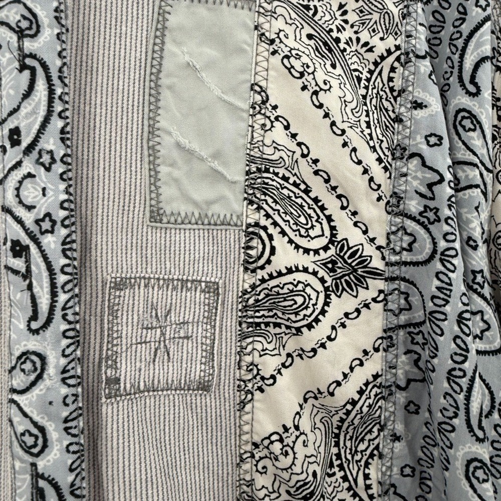 Free People All Patched Up Bandana Patchwork Button Up Shirt Sz S Lagenlook Boho - Picture 9 of 15